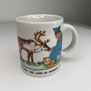 Lapponia The Land Of Midnight Sun Coffee Mug Cup Ceramic Man Feeding Deer
